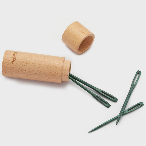 Mindful Teal Wooden Darning Needle Container