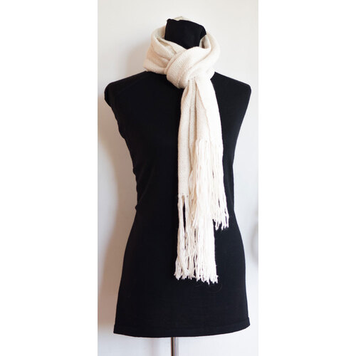 Hand Woven Scarf-Ecru